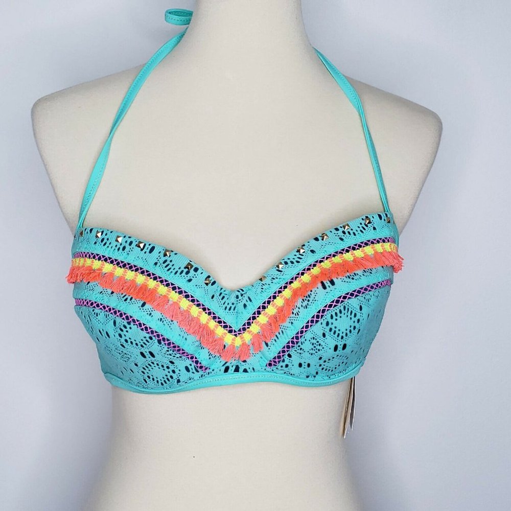 Shade & Shore NWT Sea Breeze Aqua Bikini Top 38C - Picture 2 of 8